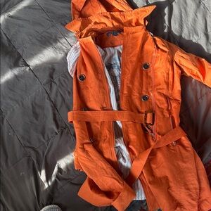 Orange soft comfortable Women's Trench Coat